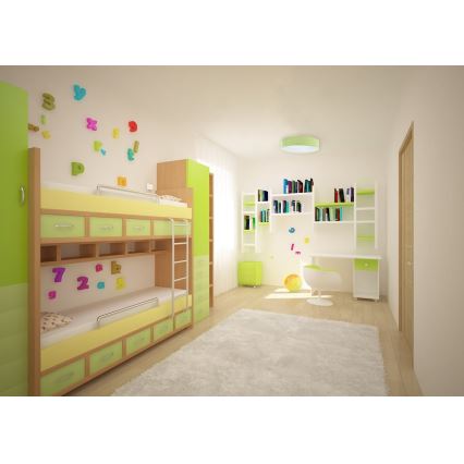 LED himmennettävä kattovalaisin SMART GALAXY KIDS LED/24W/230V 3000-6500K pisteet vihreä/valkoinen + kaukosäädin