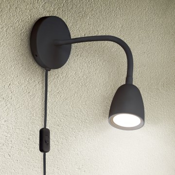LED Himmenntettäv pieni seinä lamppu LED/4W/230V musta