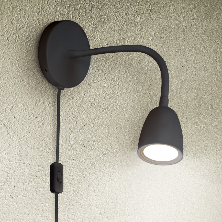 LED Himmenntettäv pieni seinä lamppu LED/4W/230V musta