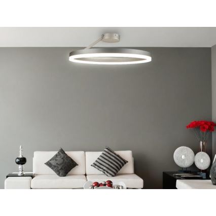 LED-himmennyskattokruunu LED/40W/230V 3000-6500K mattakromi + kauko-ohjaus