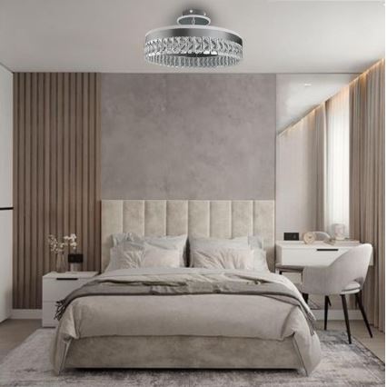 LED Himmennettävä pinta-asennettava kristallikruunu LED/75W/230V 3000-6500K mattakromi + kauko-ohjaus