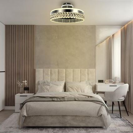 LED Himmennettävä pinta-asennettava kristallikruunu LED/75W/230V 3000-6500K mattakromi + kauko-ohjaus
