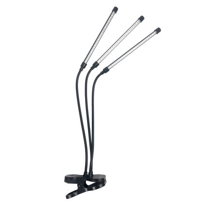 LED Himmennettävä flexible pöytävalaisin klipsillä kasvien kasvattamiseen VITARO 3xLED/10W/230V musta