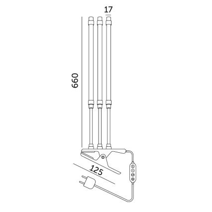 LED Himmennettävä flexible pöytävalaisin klipsillä kasvien kasvattamiseen VITARO 3xLED/10W/230V musta