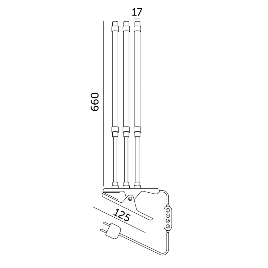 LED Himmennettävä flexible pöytävalaisin klipsillä kasvien kasvattamiseen VITARO 3xLED/10W/230V musta