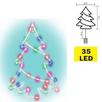 LED-ikkunakoriste 35xLED/3xAA monivärinen