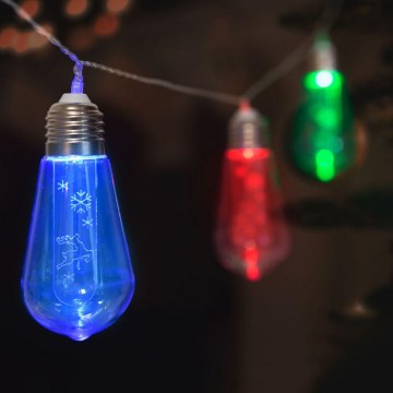 LED jouluketju 10xLED/2xAA 2,2m monivärinen