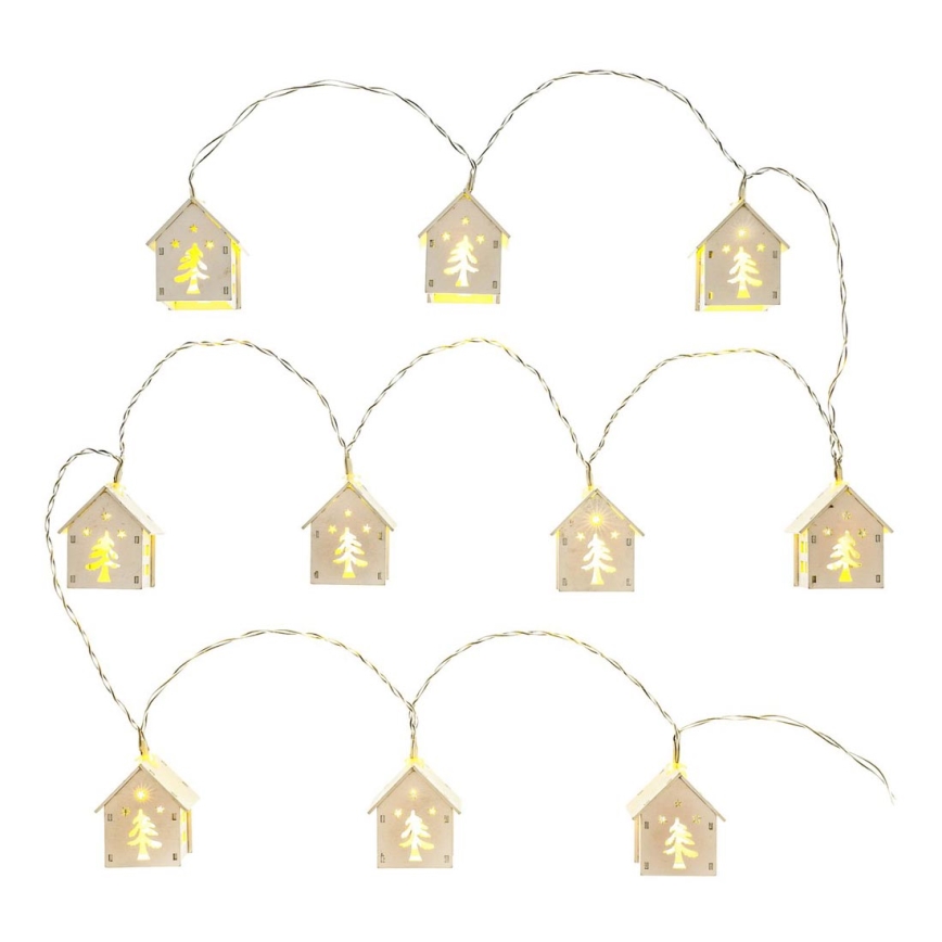 LED-jouluketju 10xLED/2xAA 2,3m lämmin valkoinen