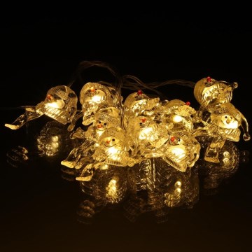 LED-jouluketju 10xLED/2xAA/lämpimänvalkoinen 1,65m lumiukkoja