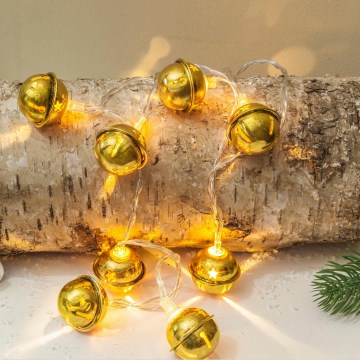 LED-jouluketju 10xLED/2xAA/lämpimänvalkoinen 1,8m kulkuset