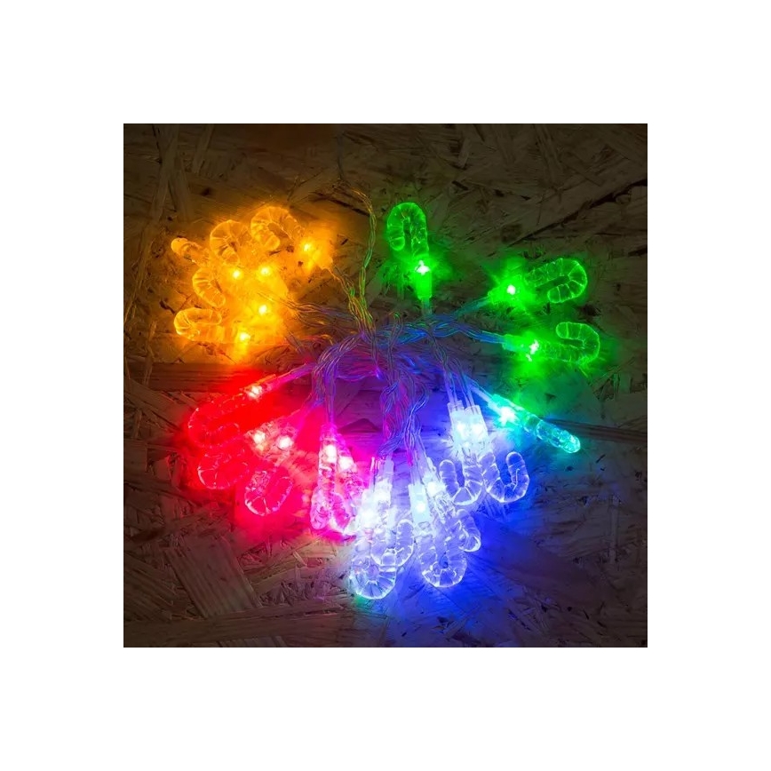 LED-jouluketju 20xLED 2,25m monivärinen karkkitanko
