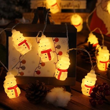 LED-jouluketju 20xLED/3xAA/lämpimänvalkoinen 3,3m lumiukkoja