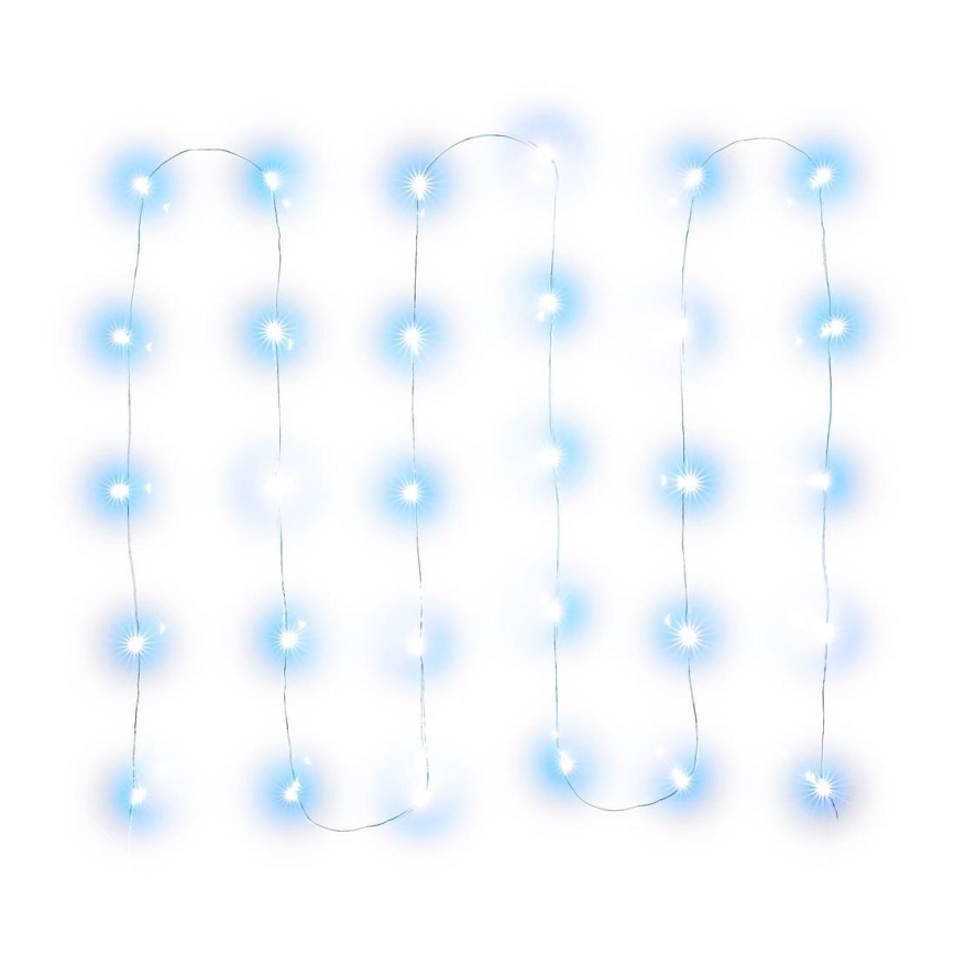 LED jouluketju 30xLED/3xAA 3,3m viileä valkoinen