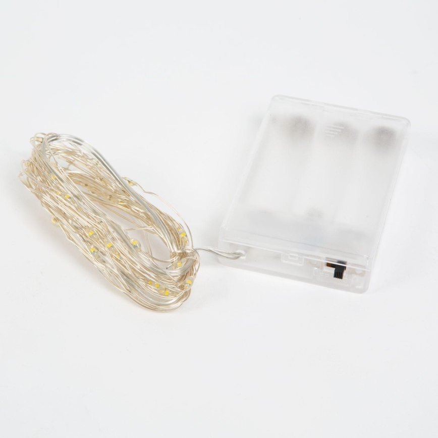 LED jouluketju 50xLED/3xAA 5,25m viileä valkoinen