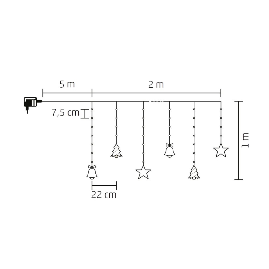 LED Jouluketju ulkokäyttöön 186xLED 7m IP44 kylmä valkoinen