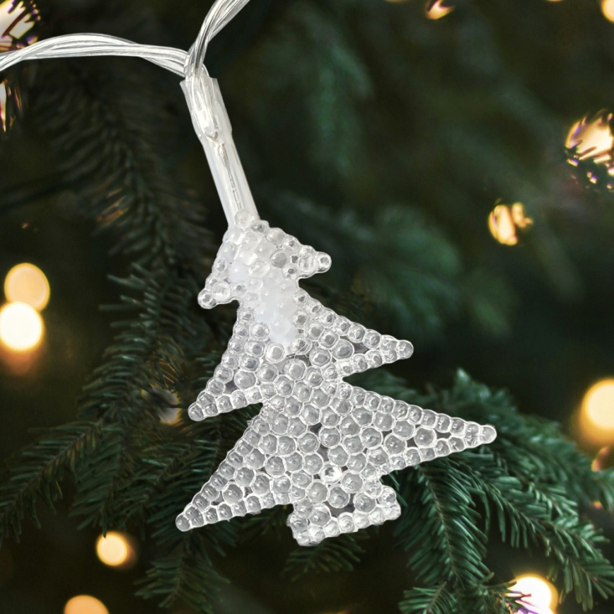 LED-jouluketju ulkokäyttöön 20xLED/2xAA 2,2 m IP44 moniväriset kuusenmuotoiset koristeet