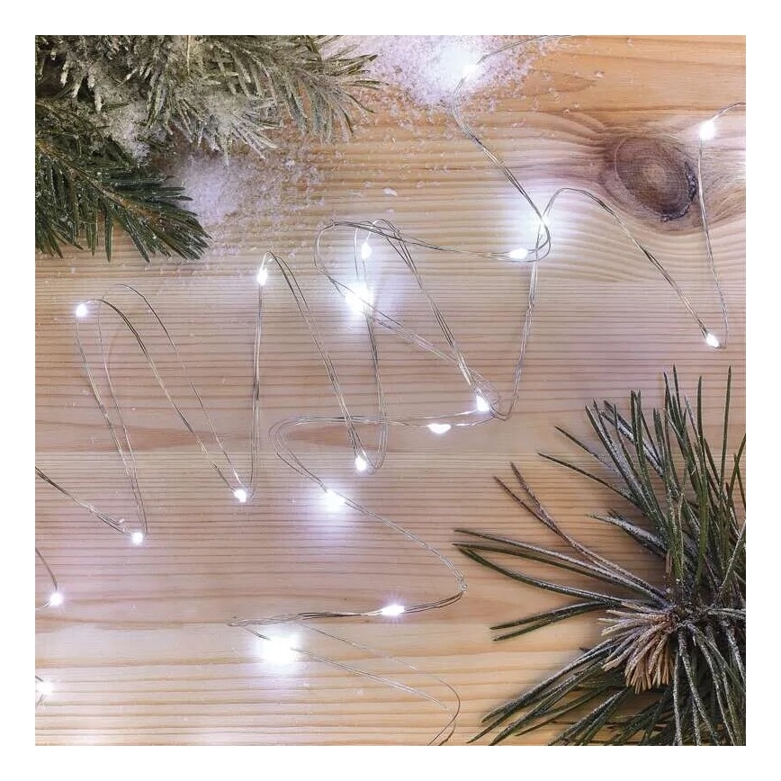 LED Joulukoristevalosarja 20xLED/2xAA 2,4m kylmän valkoinen