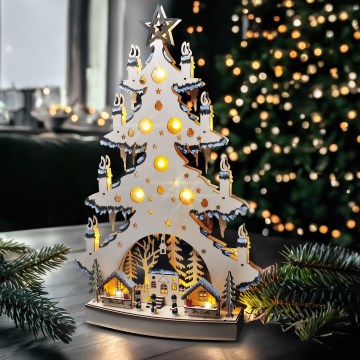 LED-joulukoriste LED/2xAA/lämpimänvalkoinen puu