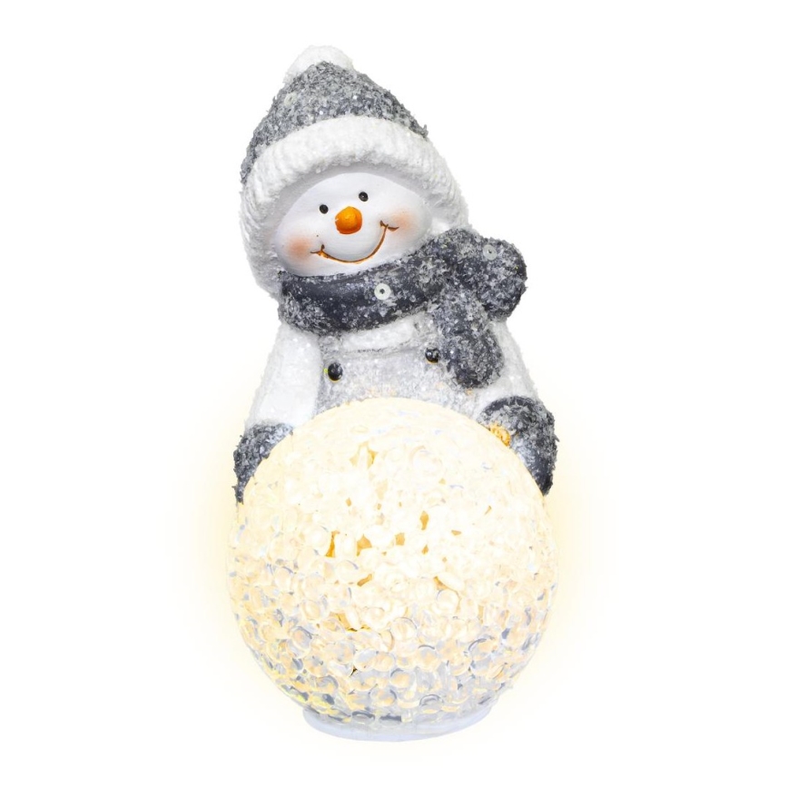 LED-joulukoriste LED/2xLR44/lämpimänvalkoinen lumiukko lumipallon kanssa