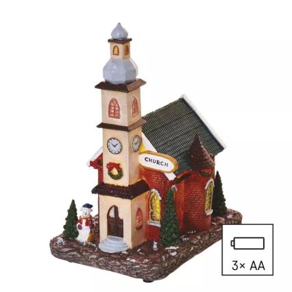LED-joulukoriste LED/3xAA kirkko