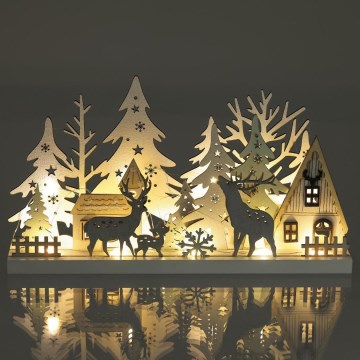 LED-joulukoriste LED/3xAAA/lämpimänvalkoinen metsä