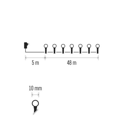 LED-jouluköynnös 480 LED/8 toimintoa 53 m IP44 lämmin valkoinen