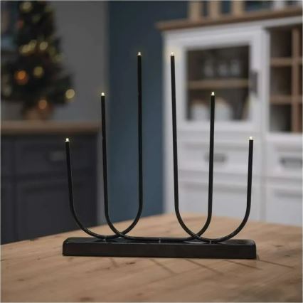 LED-joulukynttelikkö 6xLED/2xAA musta