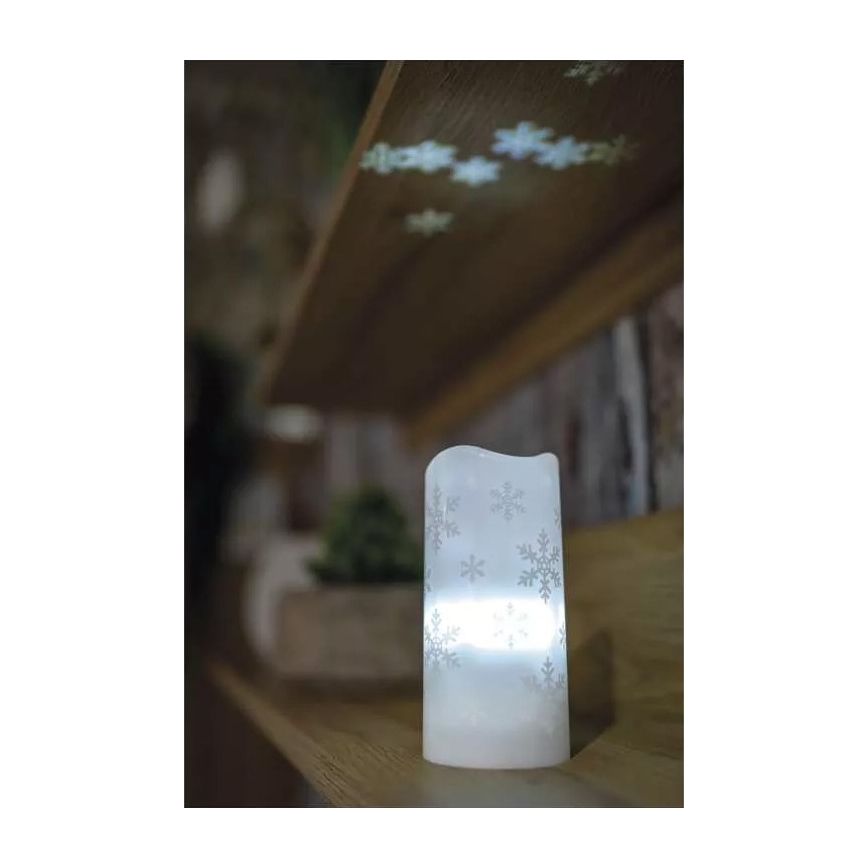LED joulukynttilä LED/3xAAA lumihiutaleet kylmän valkoiset
