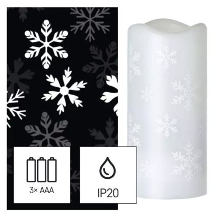 LED joulukynttilä LED/3xAAA lumihiutaleet kylmän valkoiset