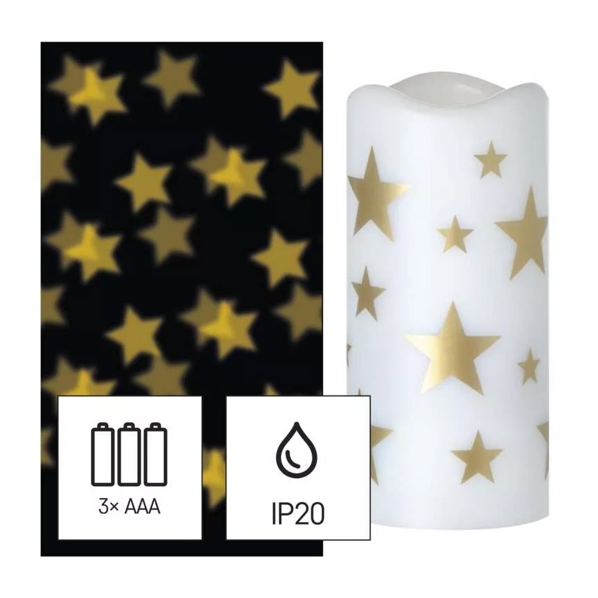 LED joulukynttilä LED/3xAAA tähti lämpimän valkoinen