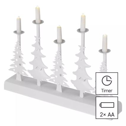 LED-joulukynttilänjalka LED/2xAA valkoinen