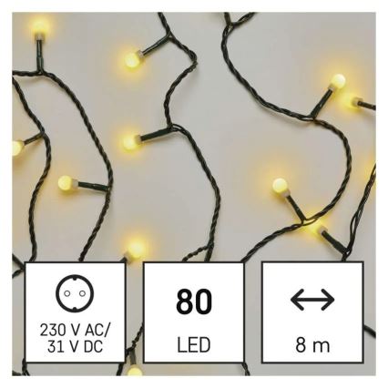 LED-jouluvaloketju 80xLED/230V/8 toimintoa 13m IP44 lämmin valkoinen