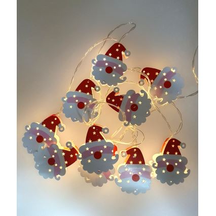 LED-jouluvaloketju ulkokäyttöön 10xLED/2xAA 1,65 m IP44 lämpimän valkoinen Santa