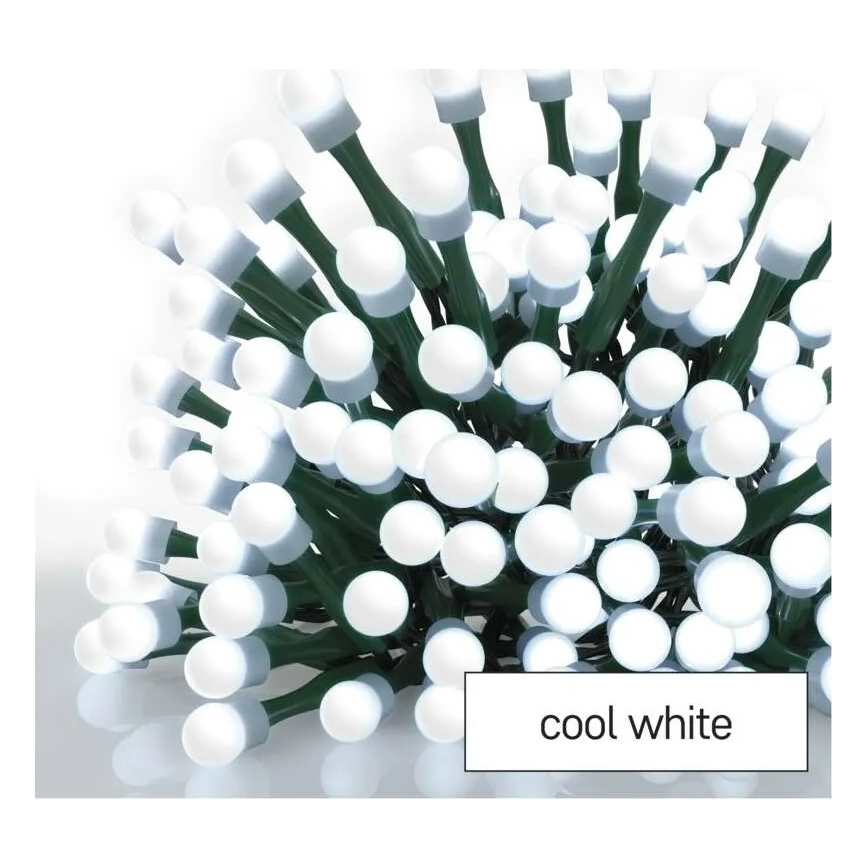 LED-jouluvalosarja 200 LED/8 toimintoa 20 m IP44 kylmänvalkoinen