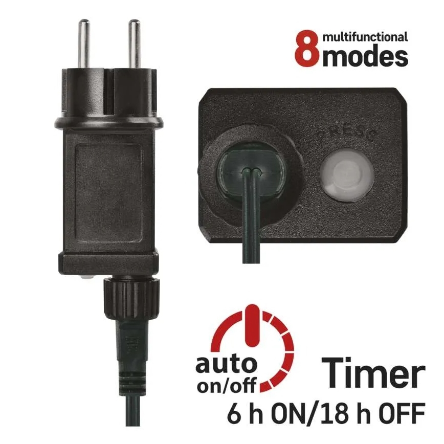 LED-jouluvalosarja 300xLED/8 toimintoa 35m kylmänvalkoinen