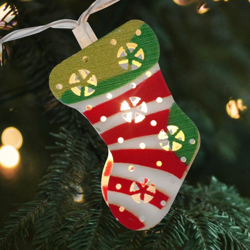 LED-jouluvalosarja ulkokäyttöön 10xLED/2xAA 1,65 m IP44 lämmin valkoinen sukat