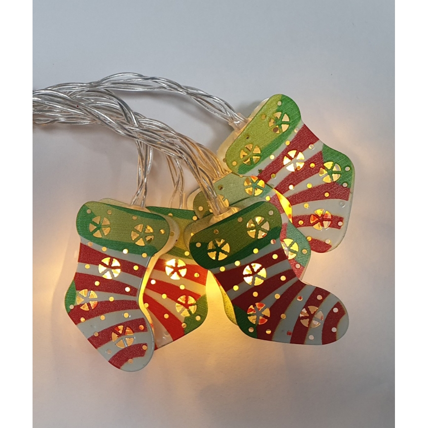 LED-jouluvalosarja ulkokäyttöön 10xLED/2xAA 1,65 m IP44 lämmin valkoinen sukat