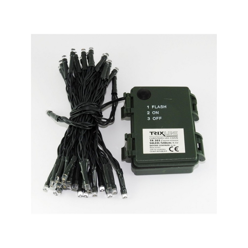 LED jouluvalot ulos 50xLED/2 toimintoa 5,4m IP44 viileä valkoinen