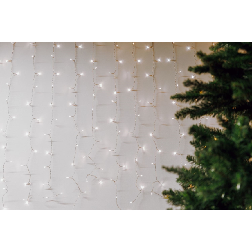 LED Jouluverho ulos CURTAIN 480xLED/8,4W/230V 3x3 m IP44 kylmänvalkoinen