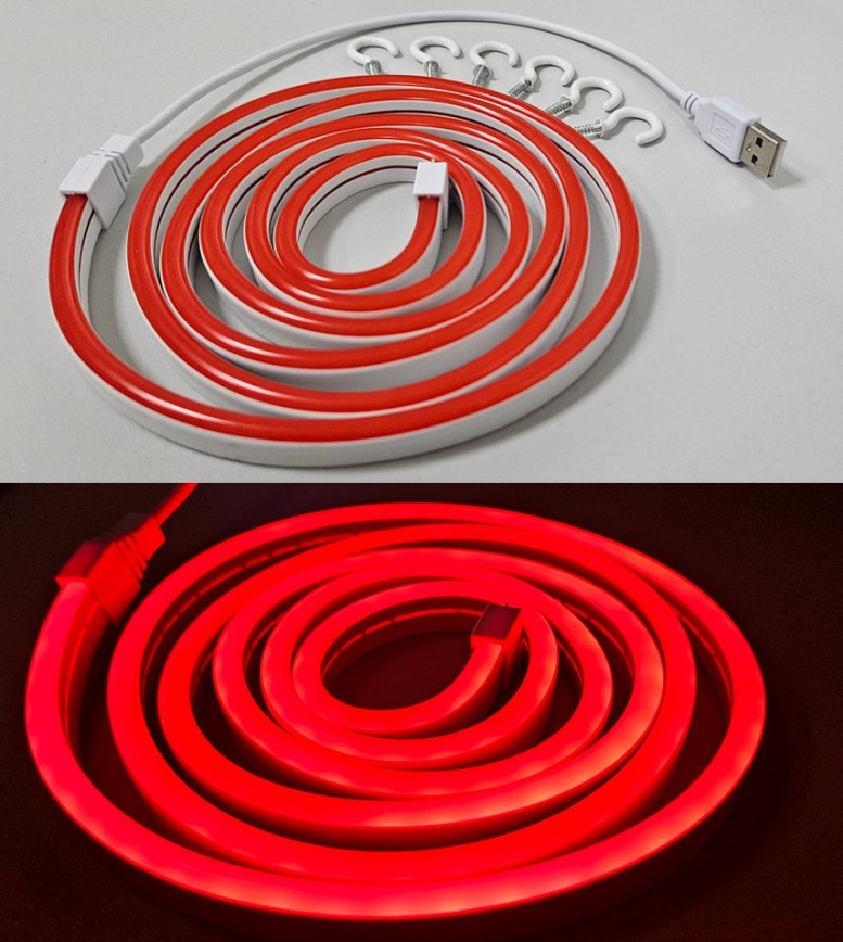 LED Joustava nauha NEON LED/5V USB 1,8 m punainen