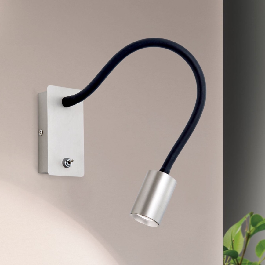 LED Joustava pieni seinä lamppu KURT LED/5W/230V hopea