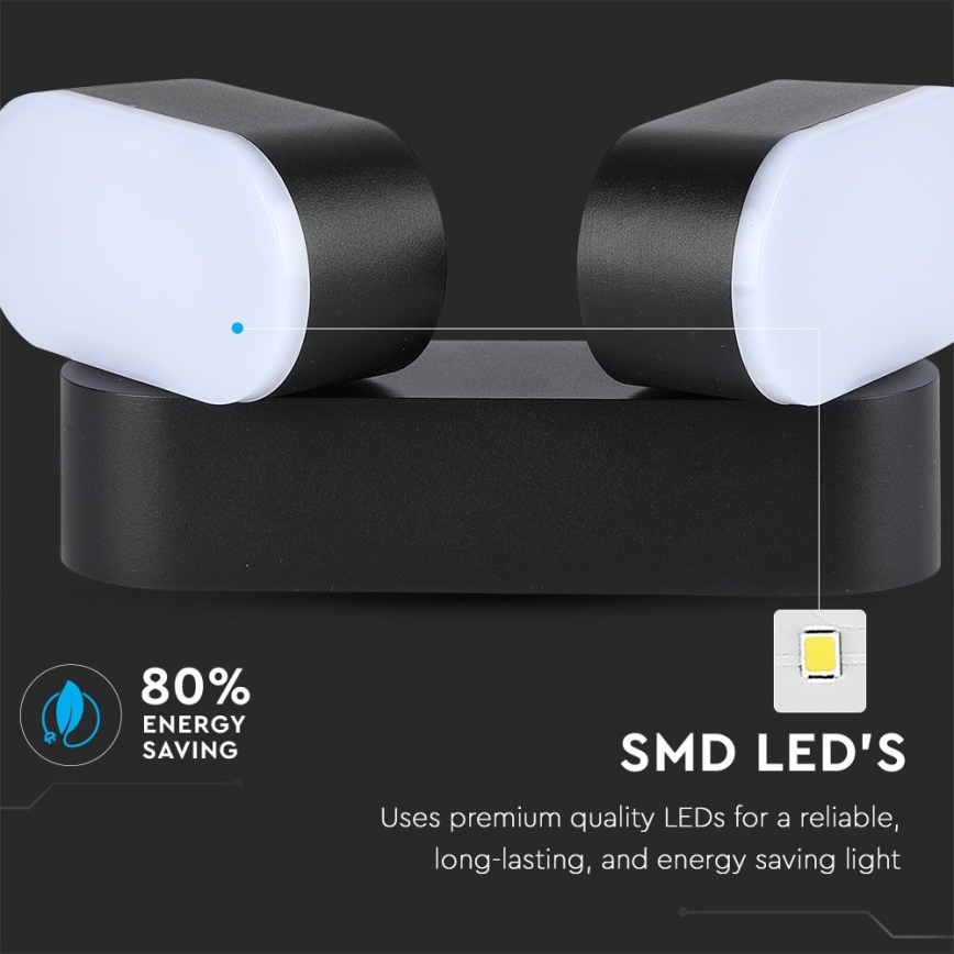 LED Joustava seinävalaisin ulkokäyttöön 2xLED/12W/230V IP65 musta
