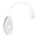 LED joustava seinävalaisin USB-liitännällä BASE 1xLED/8W+1xLED/2W/230V valkoinen/hopea