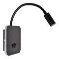 LED Joustava wall pieni lamppu BASE 1xLED/8W+1xLED/2W/230V musta/hopea