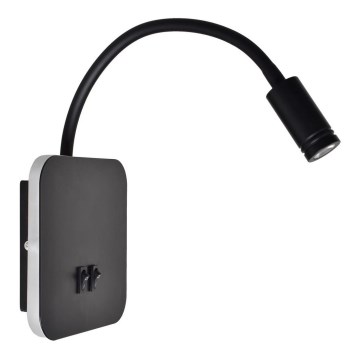 LED Joustava wall pieni lamppu BASE 1xLED/8W+1xLED/2W/230V musta/hopea