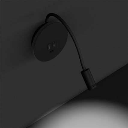 LED Joustava wall pieni lamppu BASE 1xLED/8W+1xLED/2W/230V musta/hopea