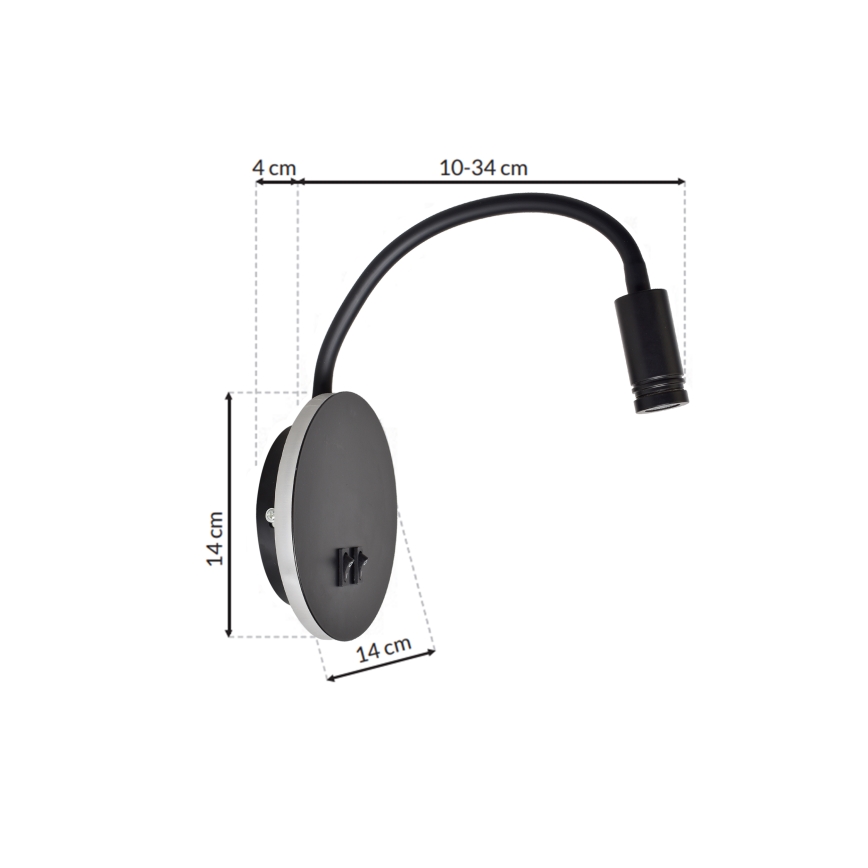 LED Joustava wall pieni lamppu BASE 1xLED/8W+1xLED/2W/230V musta/hopea