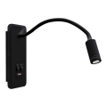LED Joustava wall pieni lamppu kanssa USB BASE 1xLED/8W+1xLED/2W/230V musta
