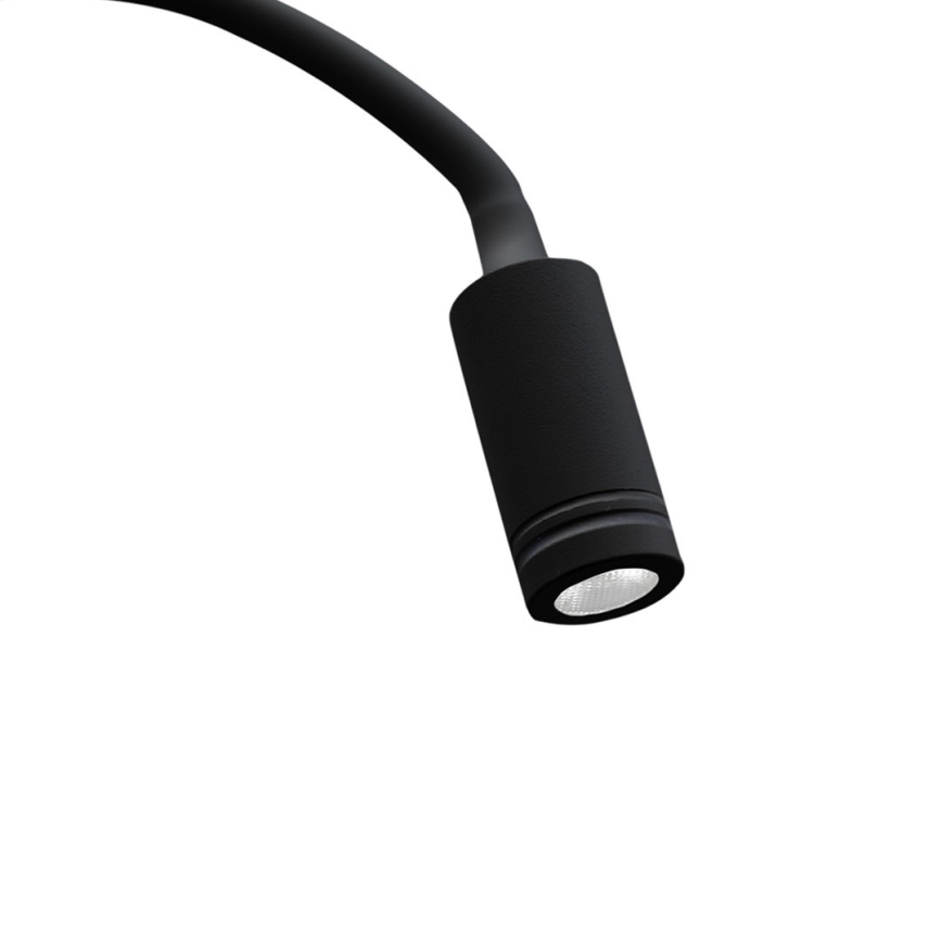 LED Joustava wall pieni lamppu kanssa USB BASE 1xLED/8W+1xLED/2W/230V musta