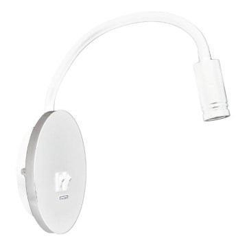 LED Joustava wall pieni lamppu kanssa USB BASE 1xLED/8W+1xLED/2W/230V valkoinen/hopea